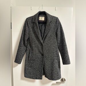 FIORUCCI Textured Button Front Coat Black White Tweed
